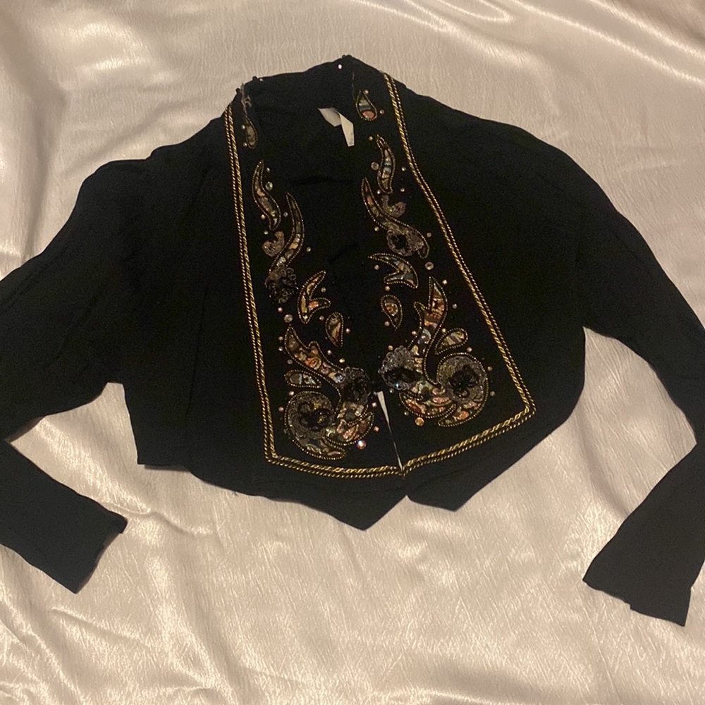🖤80’ss vintage black crop blazer with embellished🖤
